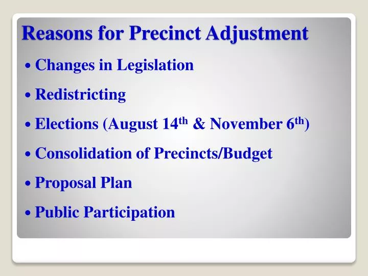 reasons for precinct adjustment