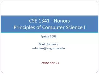 CSE 1341 - Honors Principles of Computer Science I