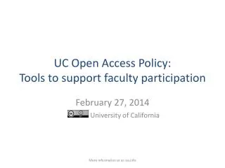 UC Open Access Policy: Tools to support faculty participation