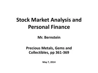 Stock Market Analysis and Personal Finance