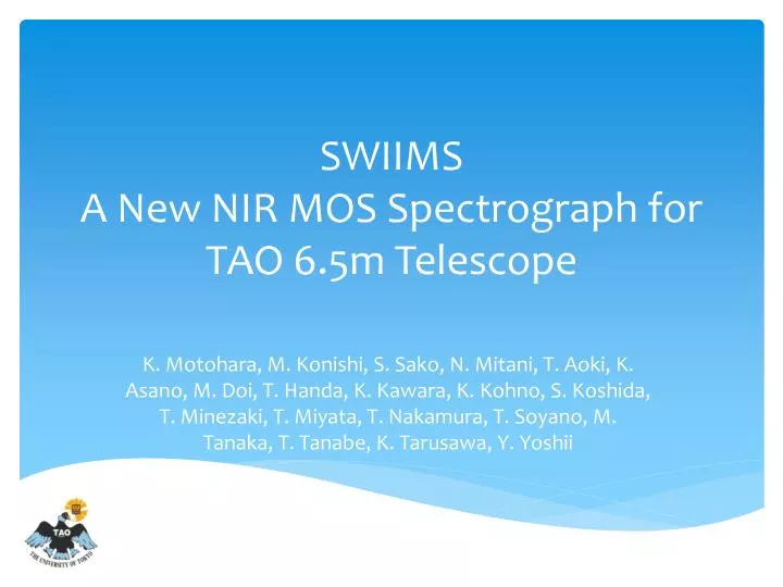swiims a new nir mos spectrograph for tao 6 5m telescope