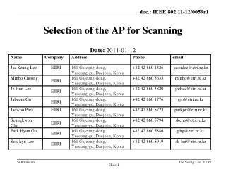 Selection of the AP for Scanning