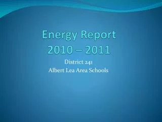 Energy Report 2010 – 2011