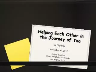 Helping Each Other in the Journey of Tao