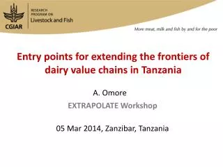 Entry points for extending the frontiers of dairy value chains in Tanzania