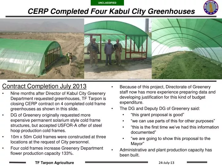 cerp completed four kabul city greenhouses