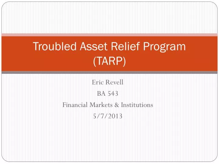 troubled asset relief program tarp