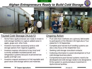 Afghan Entrepreneurs Ready to Build Cold Storage