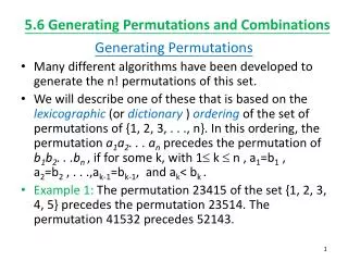5.6 Generating Permutations and Combinations