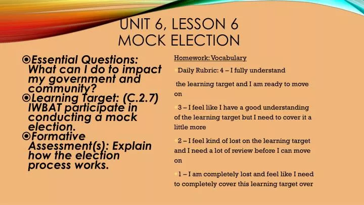 unit 6 lesson 6 mock election