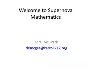 Welcome to Supernova Mathematics