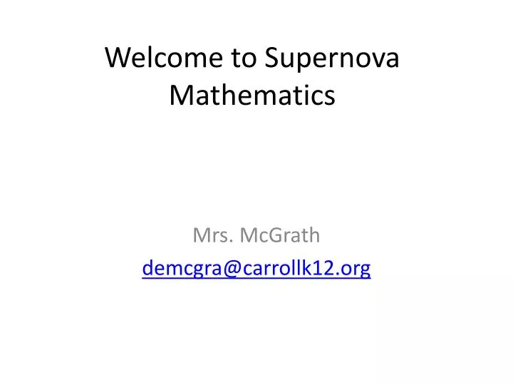 welcome to supernova mathematics