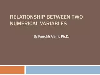 Relationship between Two Numerical Variables
