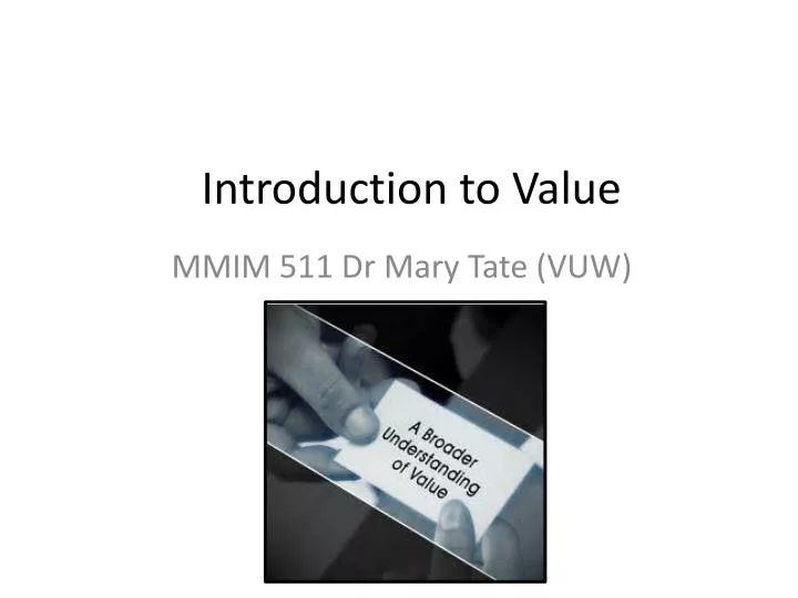 introduction to value