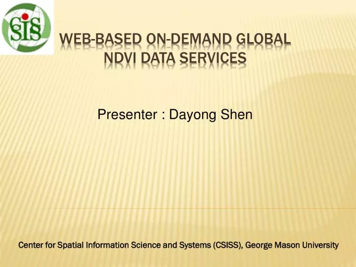web based on demand global ndvi data services