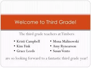 Welcome to Third Grade!