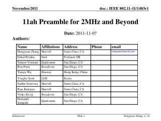 11ah Preamble for 2MHz and Beyond