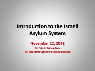 Introduction to the Israeli Asylum System