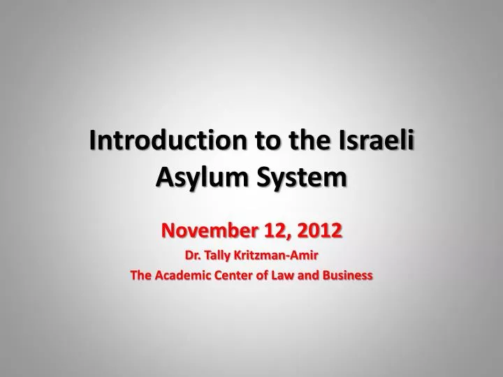 introduction to the israeli asylum system