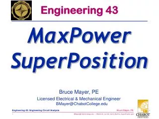 Bruce Mayer, PE Licensed Electrical &amp; Mechanical Engineer BMayer@ChabotCollege