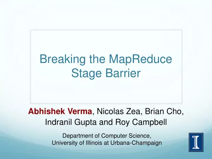 breaking the mapreduce stage barrier