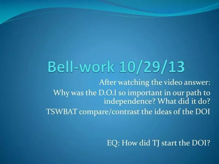 bell work 10 29 13