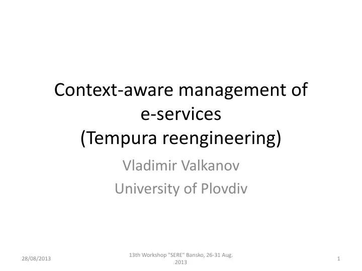 context aware management of e services tempura reengineering