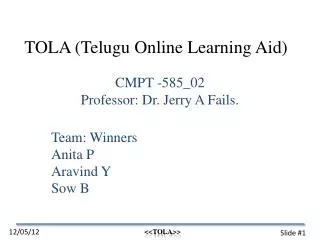 TOLA (Telugu Online Learning Aid)