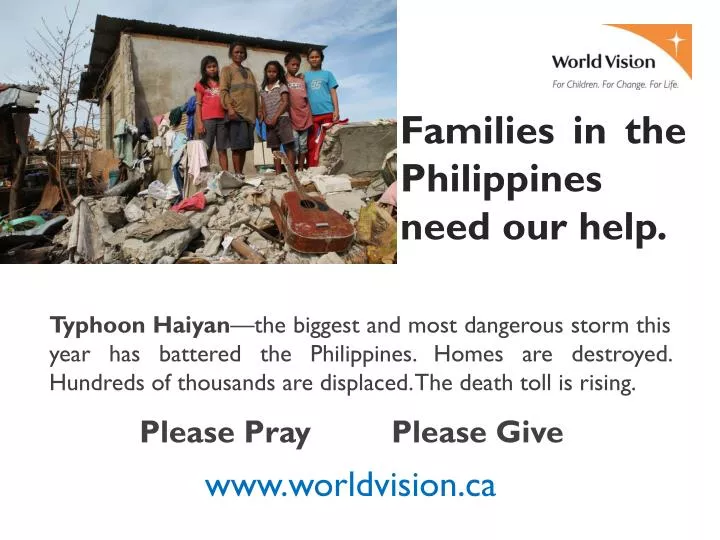 families in the philippines need our help