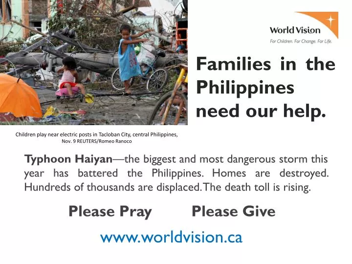 families in the philippines need our help