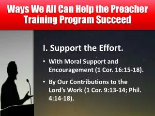 Ways We All Can Help the Preacher Training Program Succeed