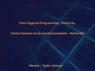 Control Systems of an Inverted pendulum - Rohan Bali