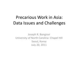 Precarious Work in Asia: Data Issues and Challenges