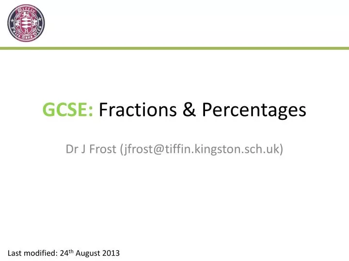 gcse fractions percentages