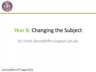 Year 8: Changing the Subject