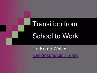 Transition from School to Work