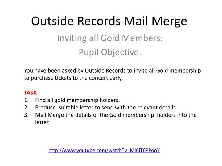 outside records mail merge