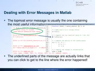 Dealing with Error Messages in Matlab
