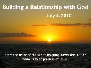 Building a Relationship with God