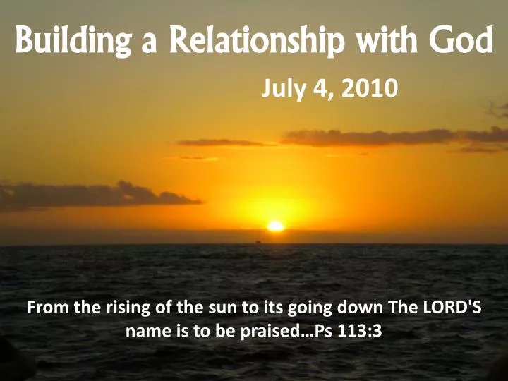 building a relationship with god