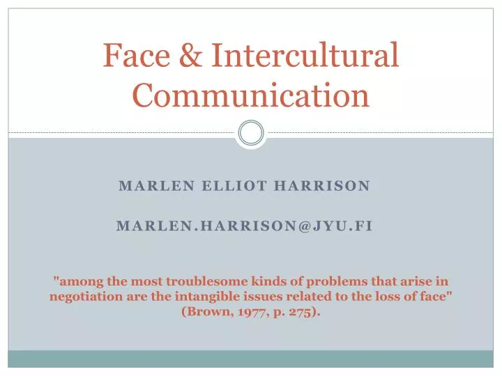 face intercultural communication