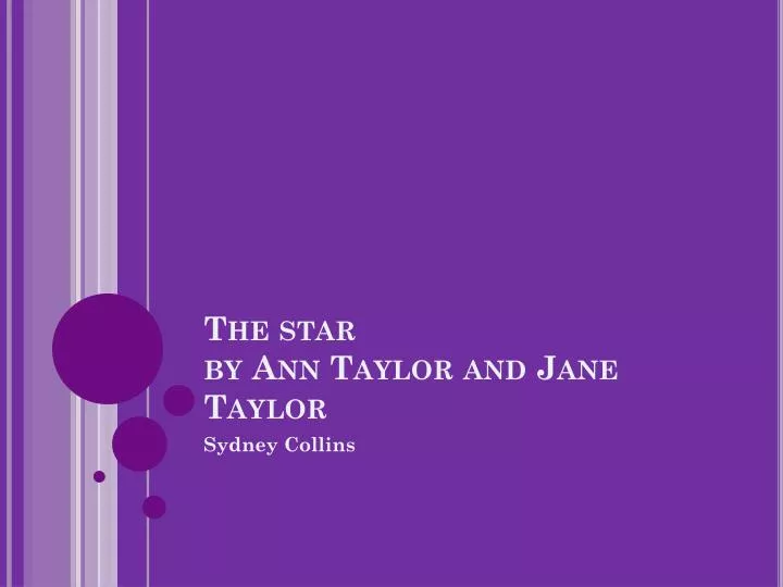 the star by ann taylor and jane taylor