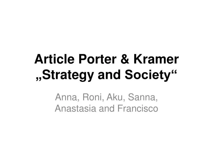 article porter kramer strategy and society