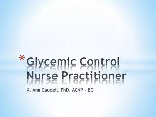 Glycemic Control Nurse Practitioner