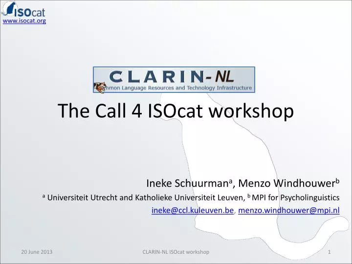 the call 4 isocat workshop