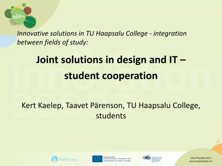 innovative solutions in tu haapsalu college integration between fields of study