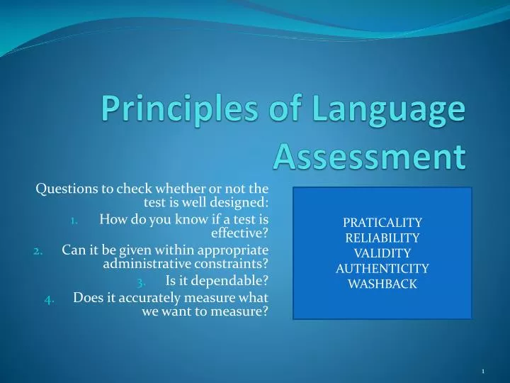 principles of language assessment