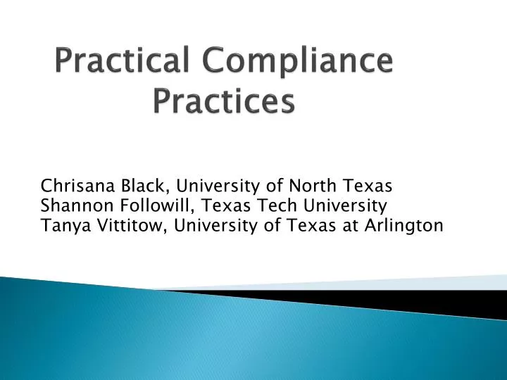 practical compliance practices
