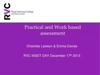 Practical and Work based assessment