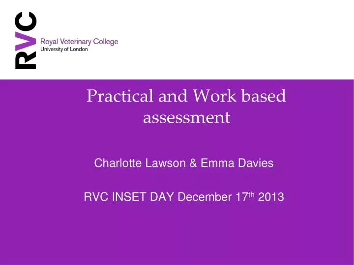 practical and work based assessment